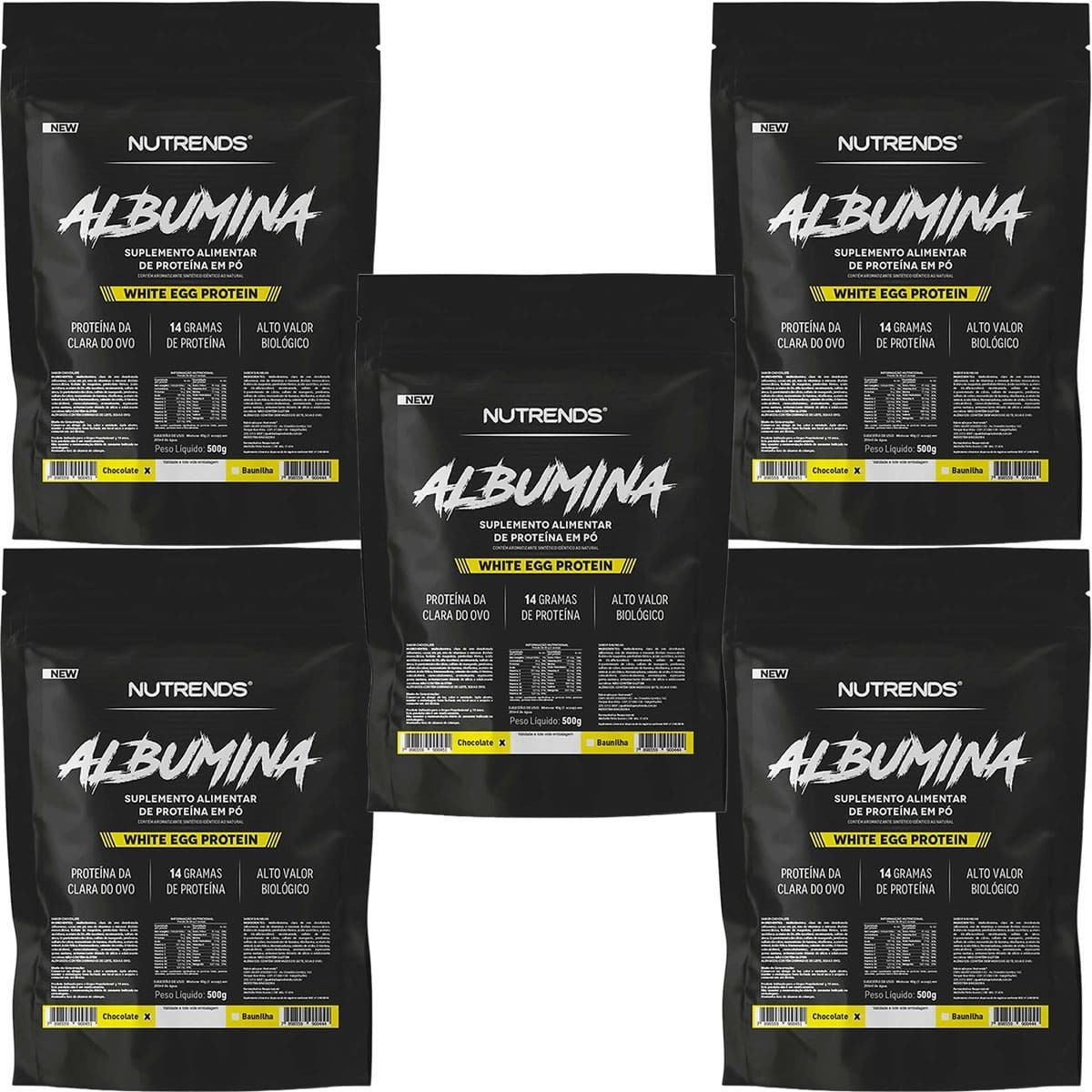 Kit 5X Albumina - 500g Refil Chocolate - Nutrends