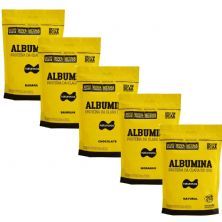 Kit 5X Albumina - 500g Refil Morango, Baunilha, Chocolate, Banana e Natural  - Naturovos