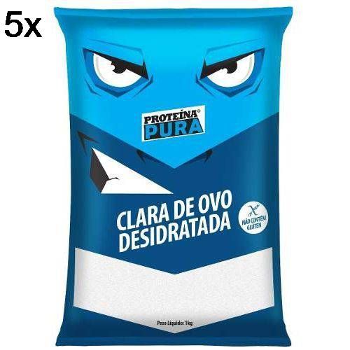 Kit 5X Albumina Prote�na Pura Clara de Ovo Desidratada - 1kg Sem Sabor - Netto Alimentos
