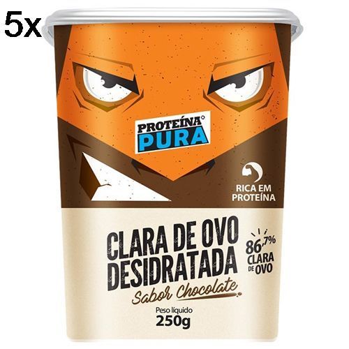 Kit 5X Albumina Prote�na Pura Clara de Ovo Desidratada - 250g Chocolate - Netto Alimentos