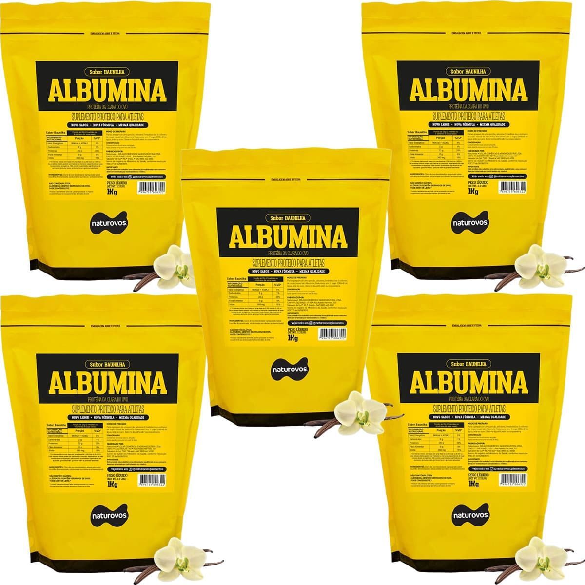 Kit 5X Albumina Refil - 1000g Baunilha - Naturovos