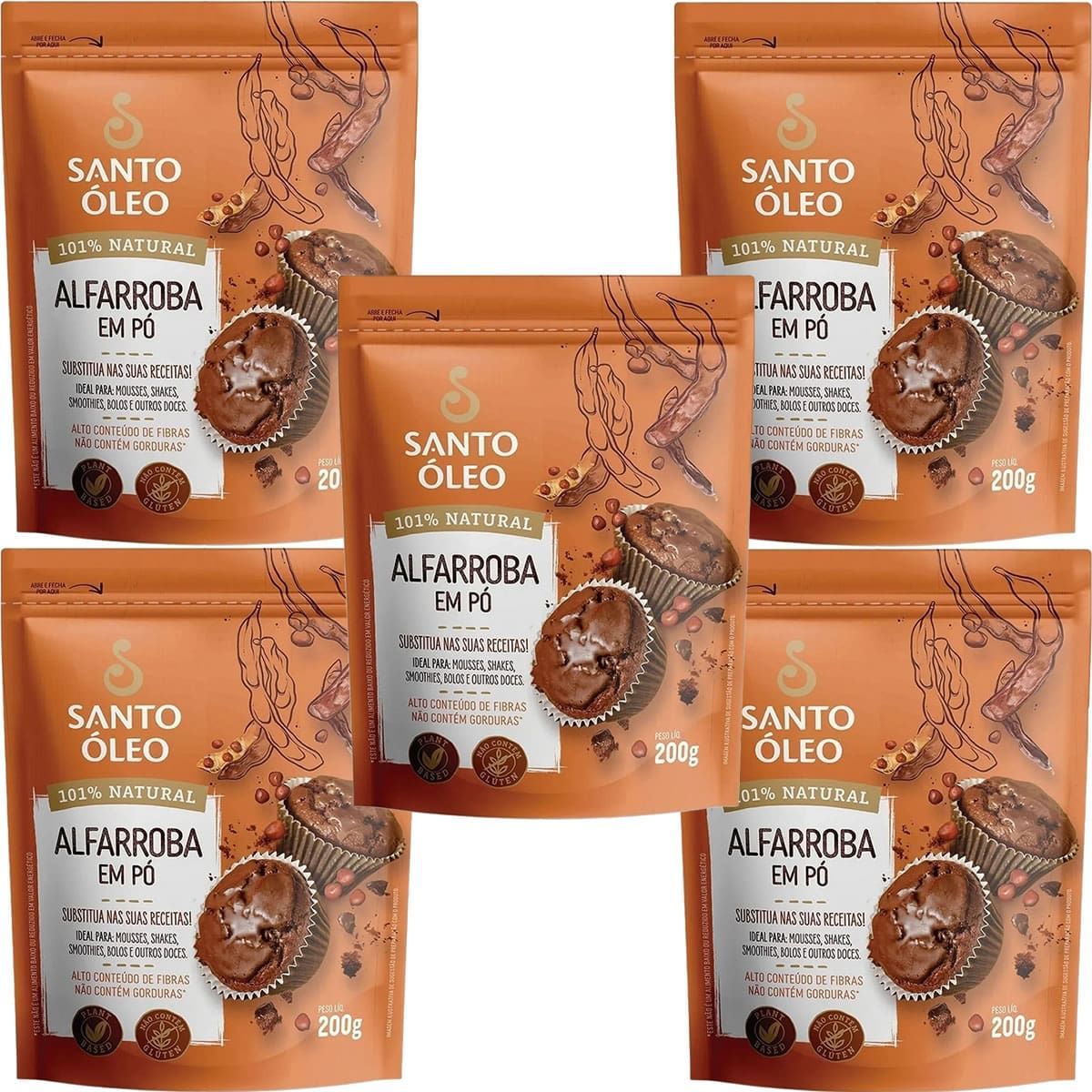 Kit 5X Alfarroba em P� - 200g - Santo �leo