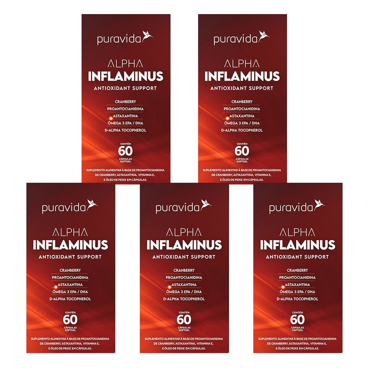 Kit 5X Alpha Inflaminus - 60 C�psulas Softgel - Puravida