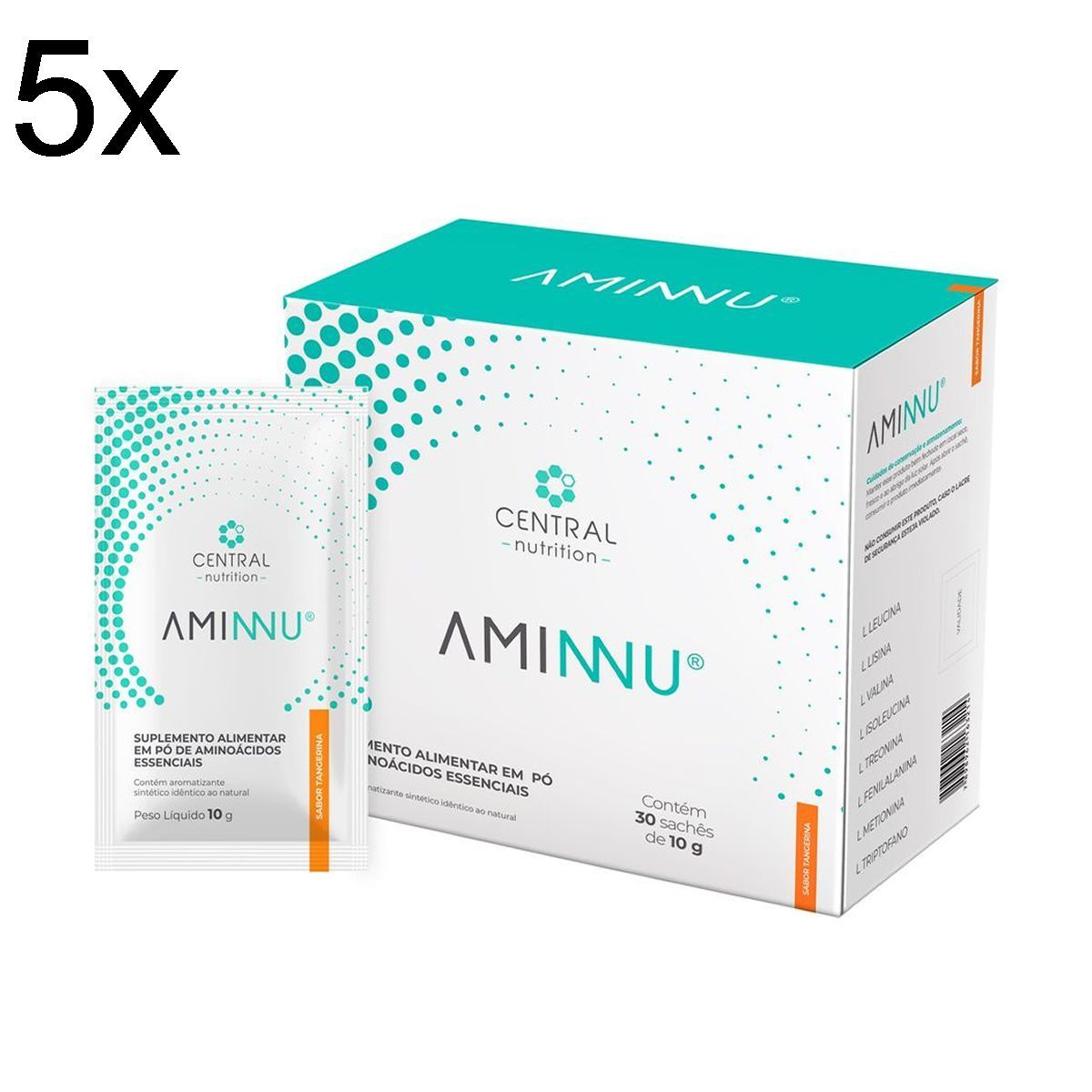 Kit 5X Aminnu - 30 Sach�s 10g Tangerina - Central Nutrition