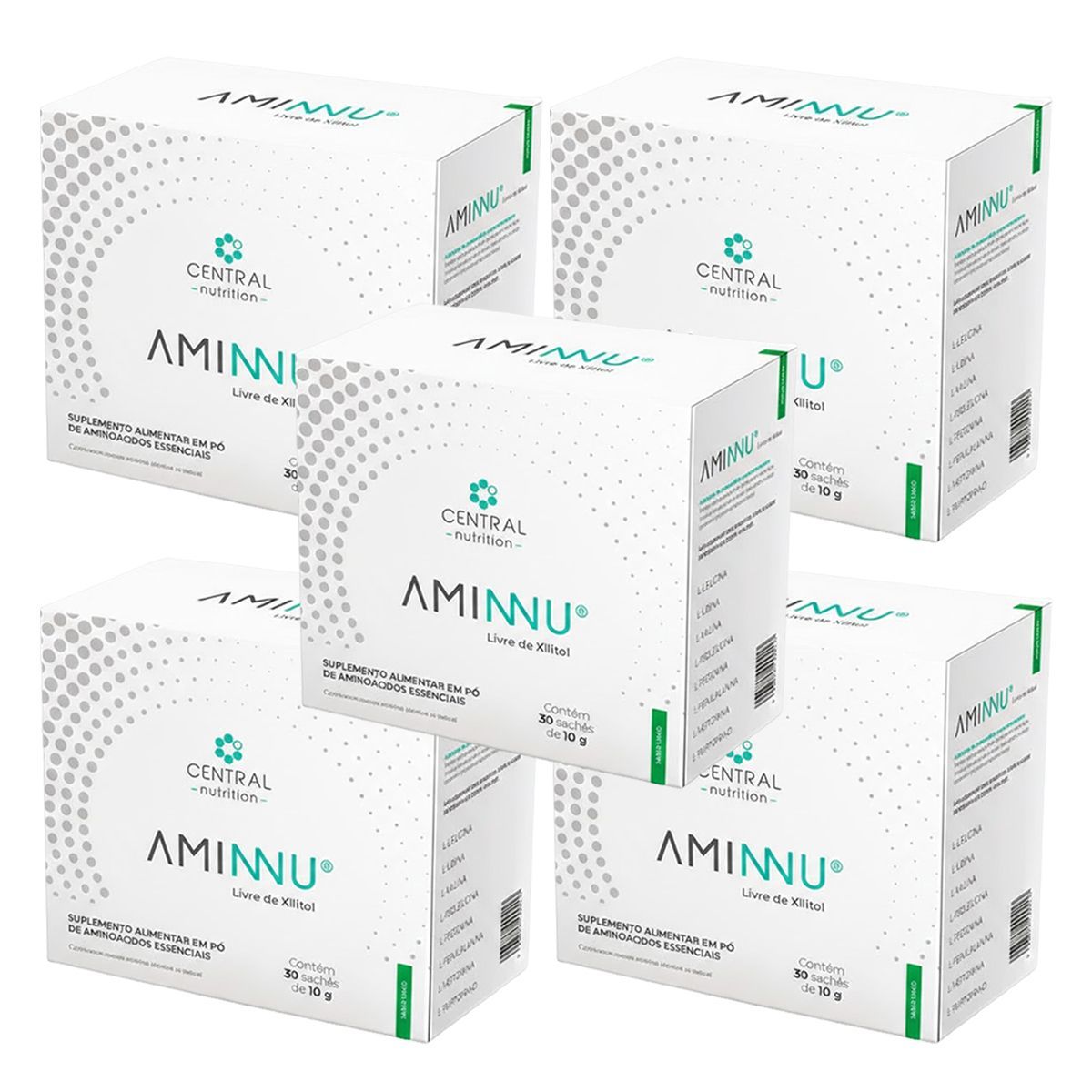 Kit 5X Aminnu Livre de Xilitol - 30 Sach�s 10g Lim�o - Central Nutrition