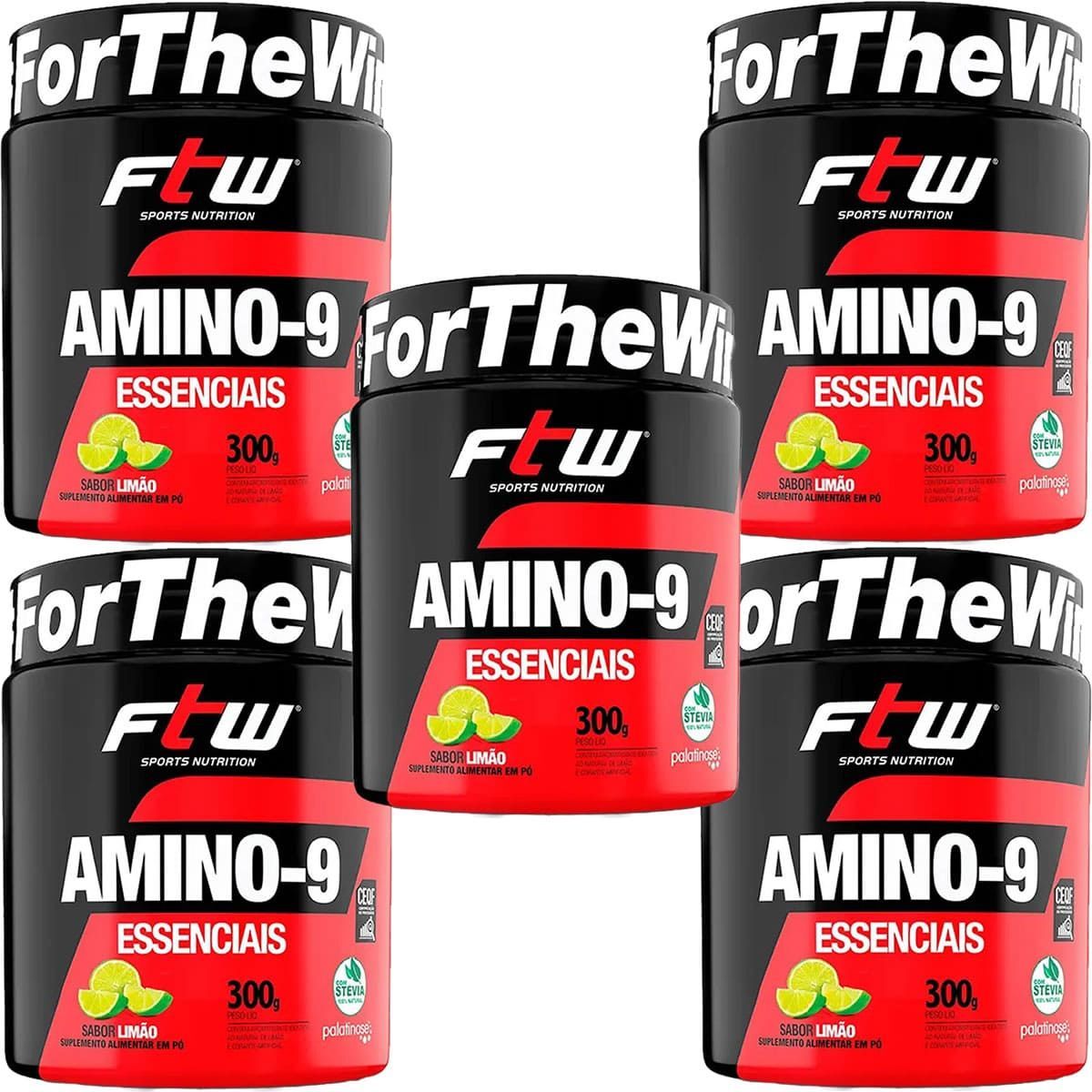 Kit 5X Amino-9 Essenciais - 300g Lim�o - FTW