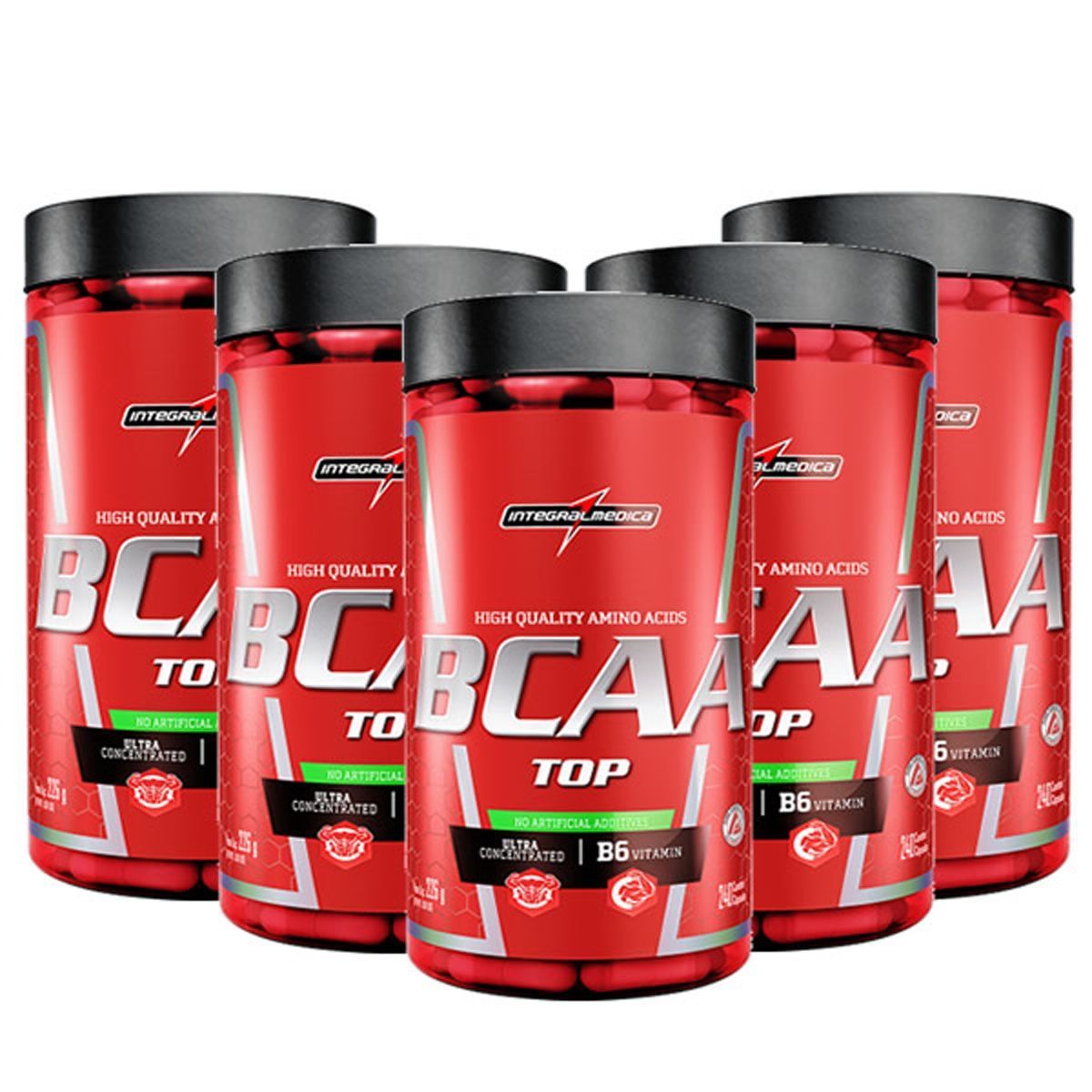 Kit 5X Amino BCAA TOP - 240 C�psulas - IntegralM�dica