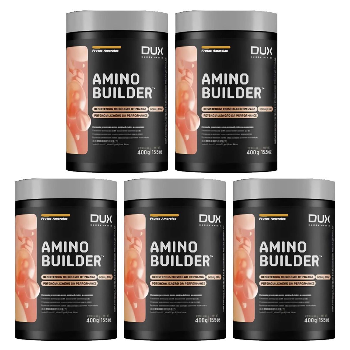 Kit 5X Amino Builder - 400g Frutas Amarelas - Dux Nutrition