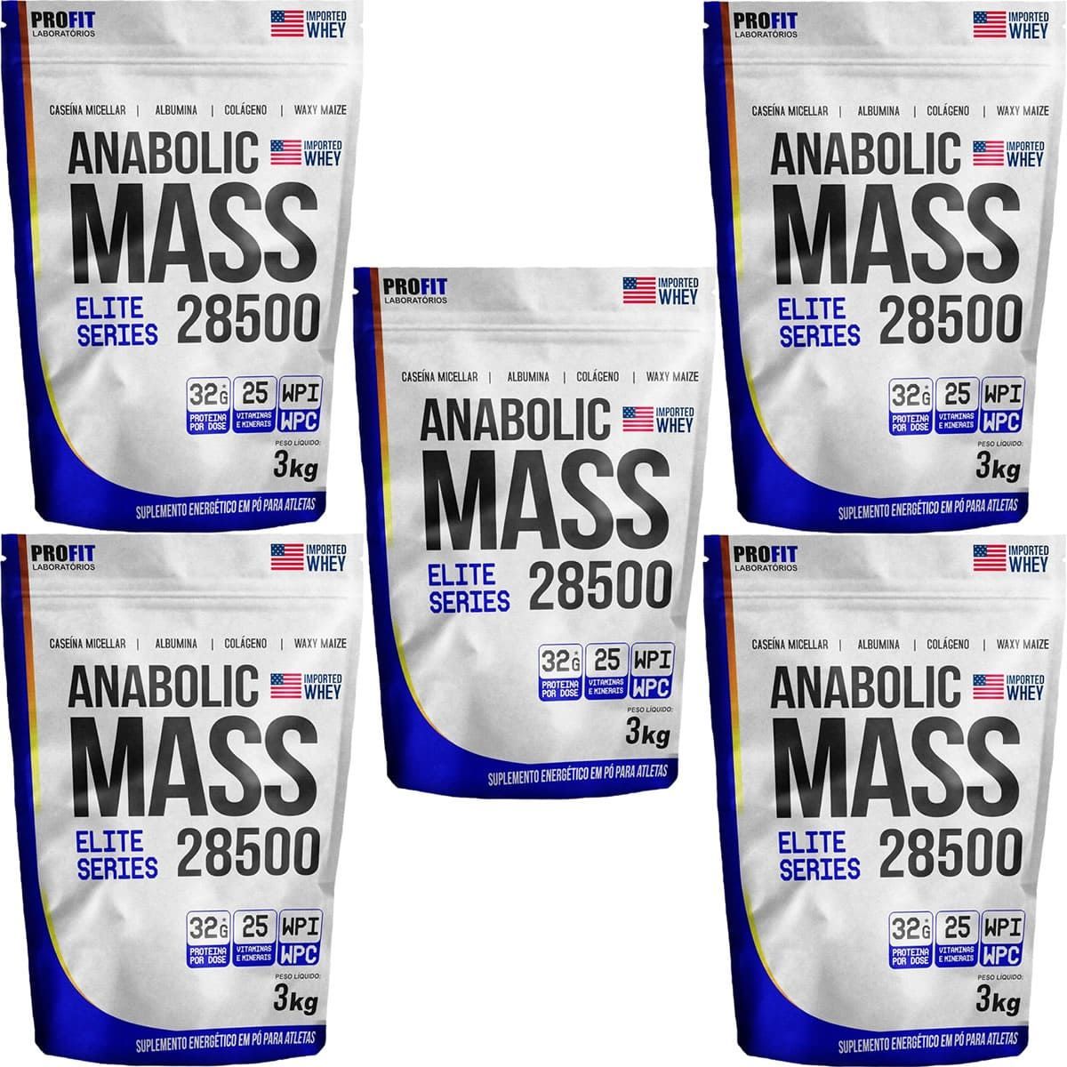 Kit 5X Anabolic Mass 28500 Refil Stand-Up - 3000g Milho Verde - ProFit
