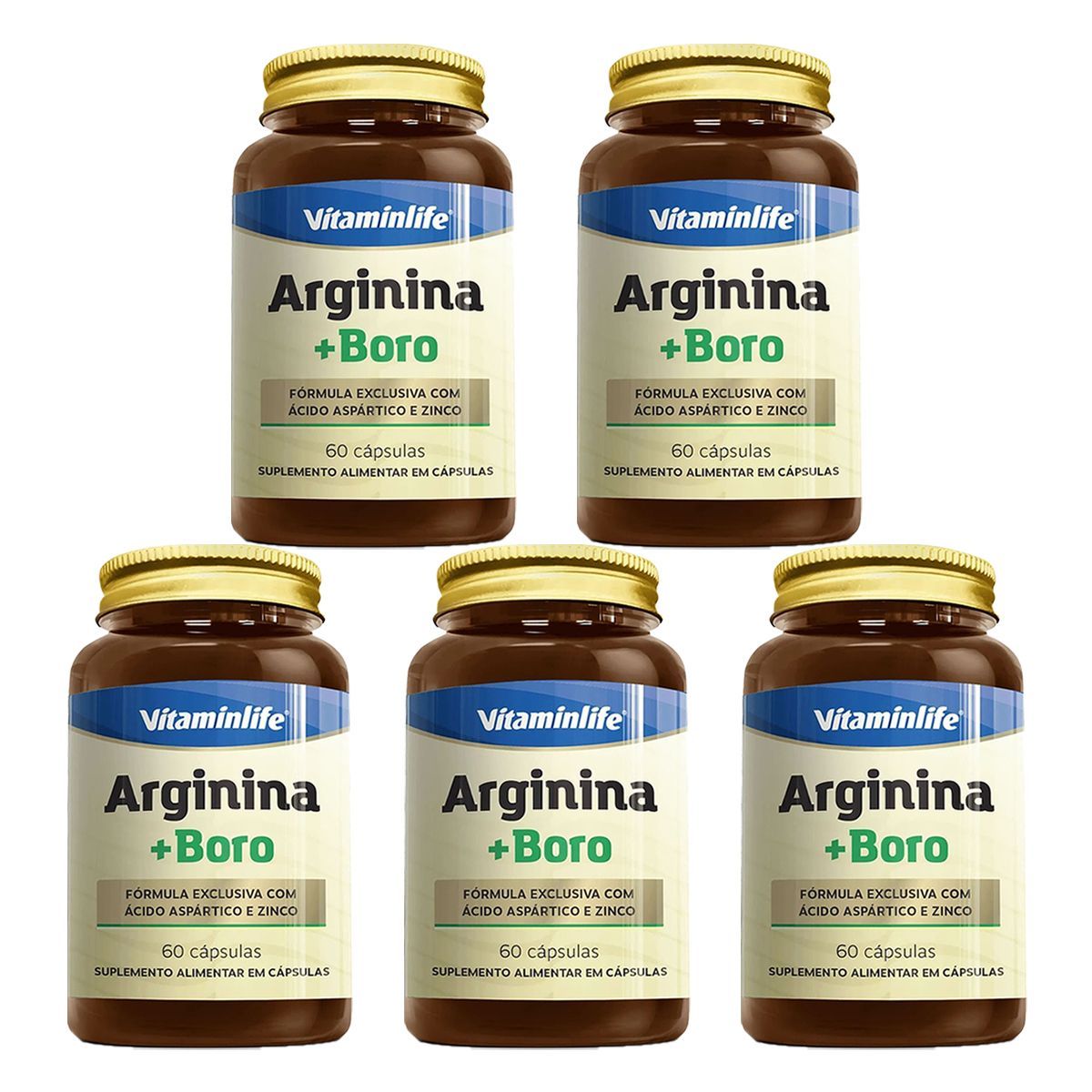 Kit 5X Arginina + Boro - 60 C�psulas - VitaminLife