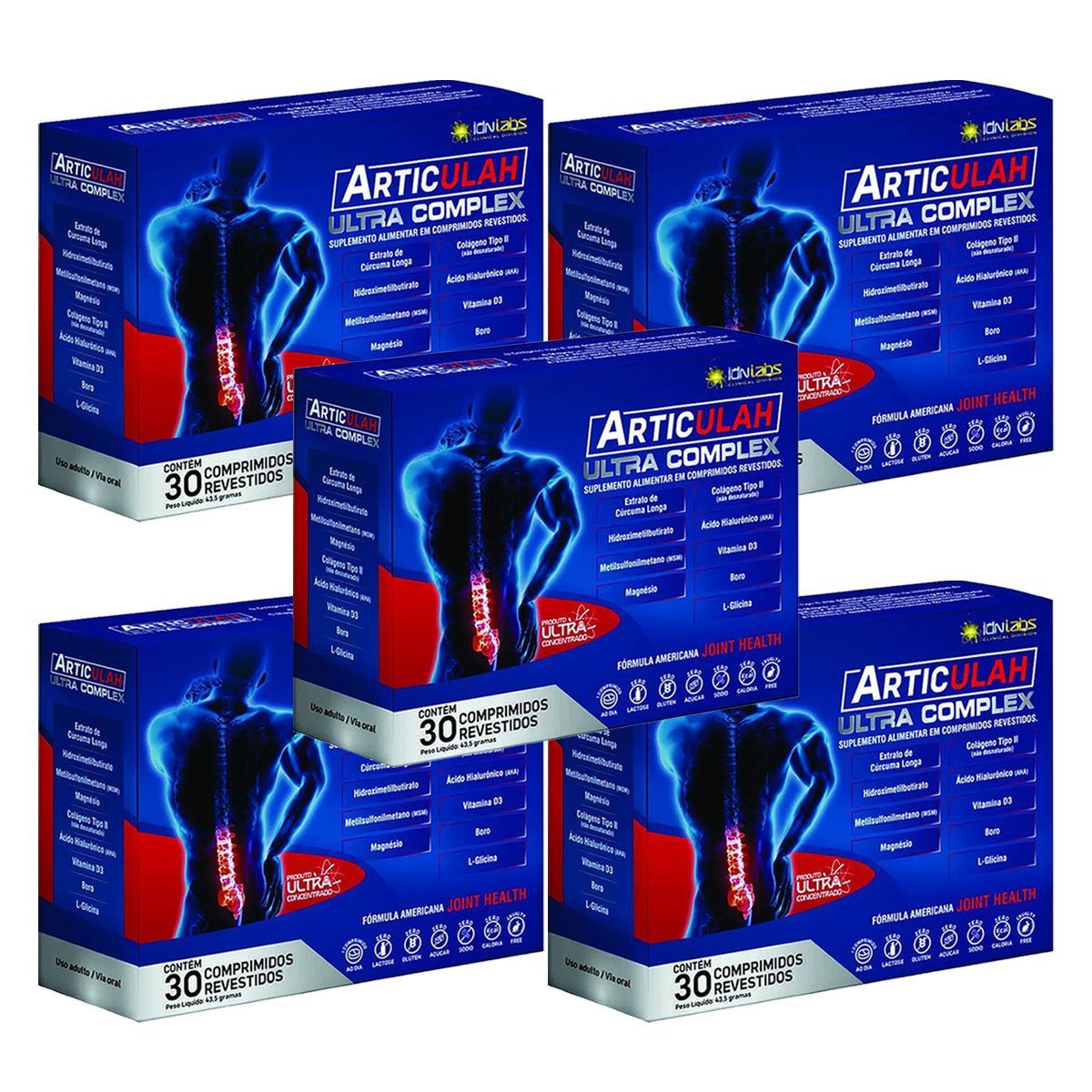 Kit 5X Articulah Ultra Complex - 30 Comprimidos - IDN Labs