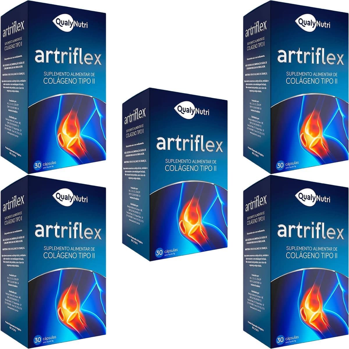 Kit 5X Artriflex Col�geno Tipo II - 30 C�psulas - Qualynutri