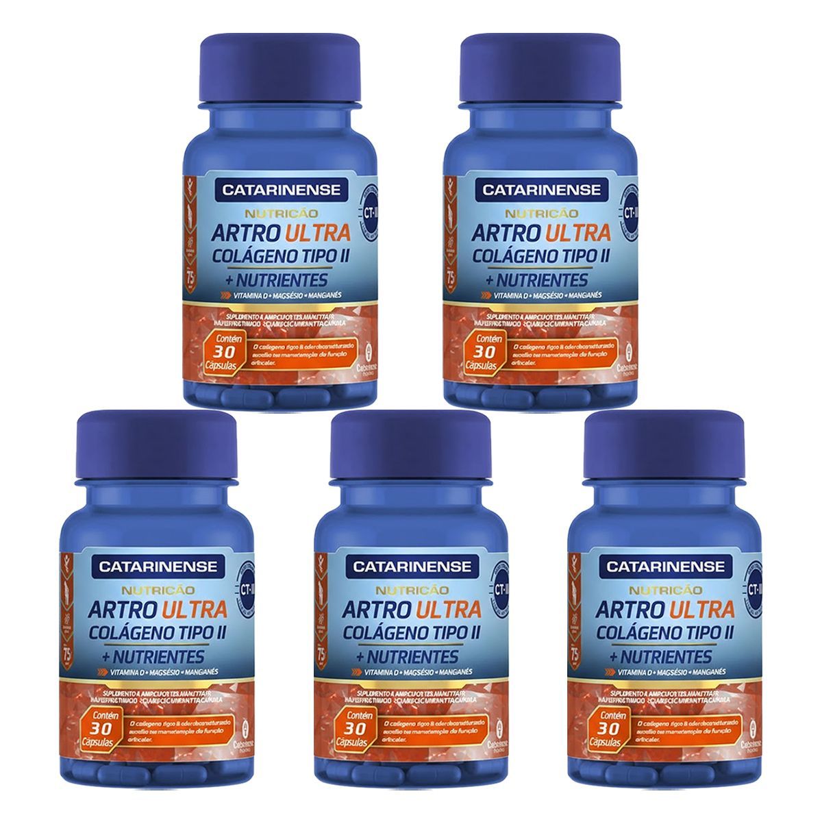 Kit 5X Artro Ultra Col�geno Tipo II - 30 C�psulas - Catarinense Nutri��o