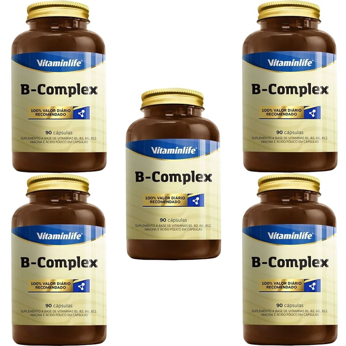 Kit 5X B Complex Vitaminas Complexo B - 90 C�psulas - VitaminLife