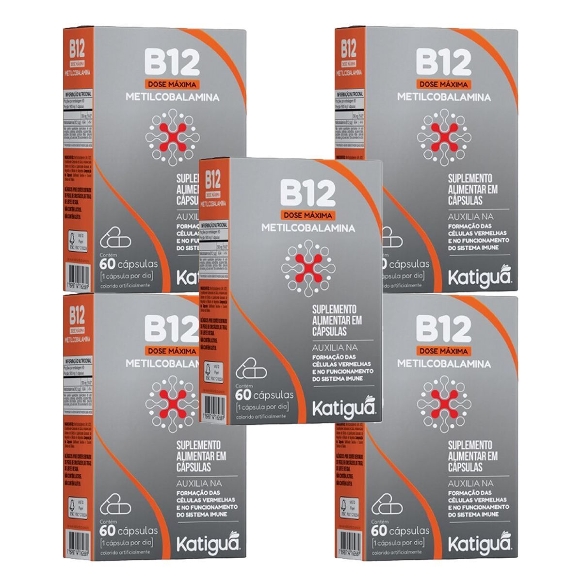 Kit 5X B12 Metilcobalamina - 60 C�psulas - Katigu�