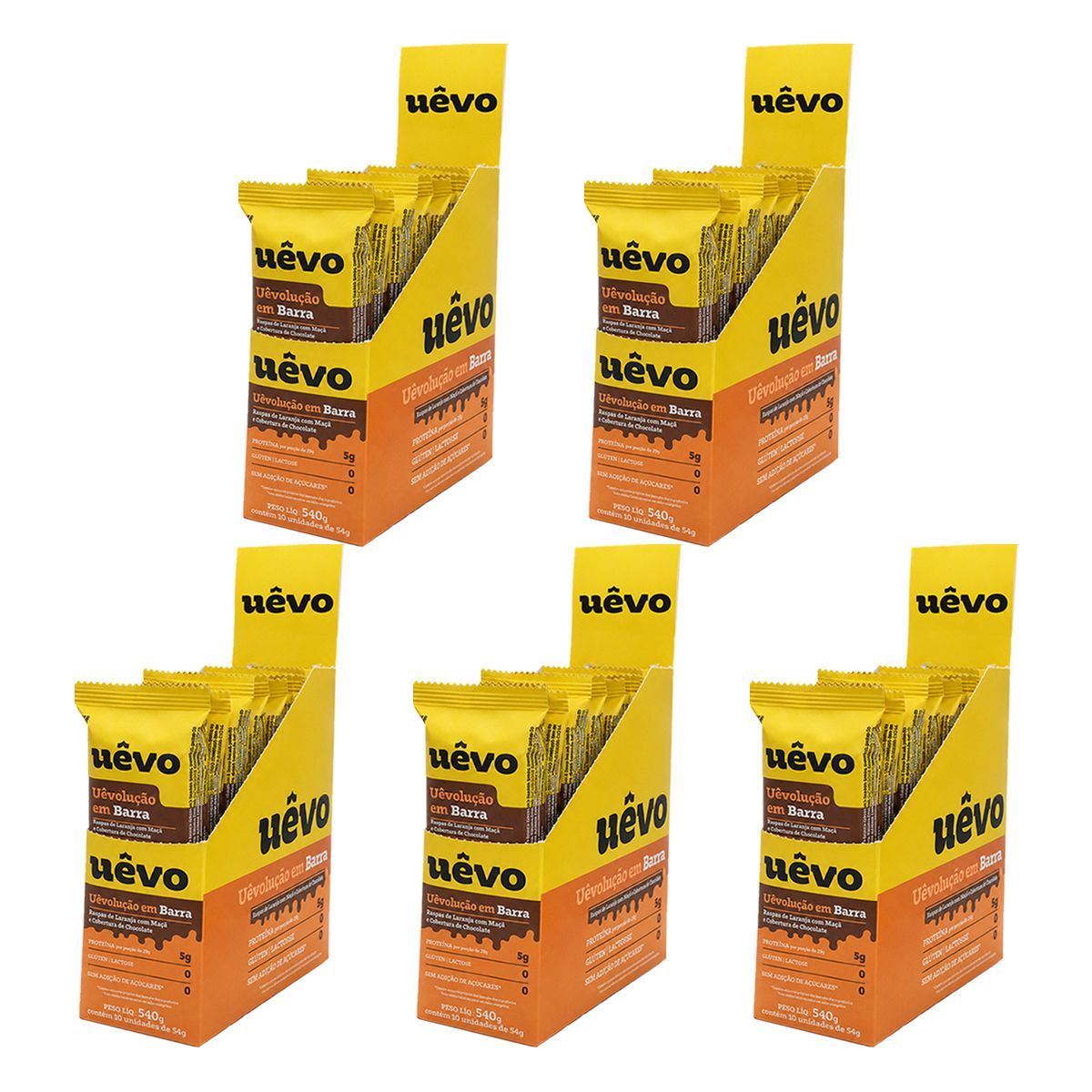 Kit 5X Barra de Prote�na - 10 Unidades 29g Raspas de Laranja com Ma�� e Cobertura de Chocolate - U�vo