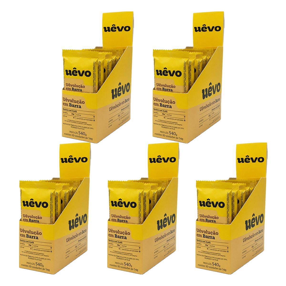 Kit 5X Barra de Prote�na - 10 Unidades 54g Banana e Avel� - U�vo