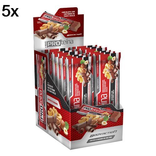 Kit 5X Barra de Prote�na - 12 Unidades 30g Chocolate com Peanut Butter - BodyAction