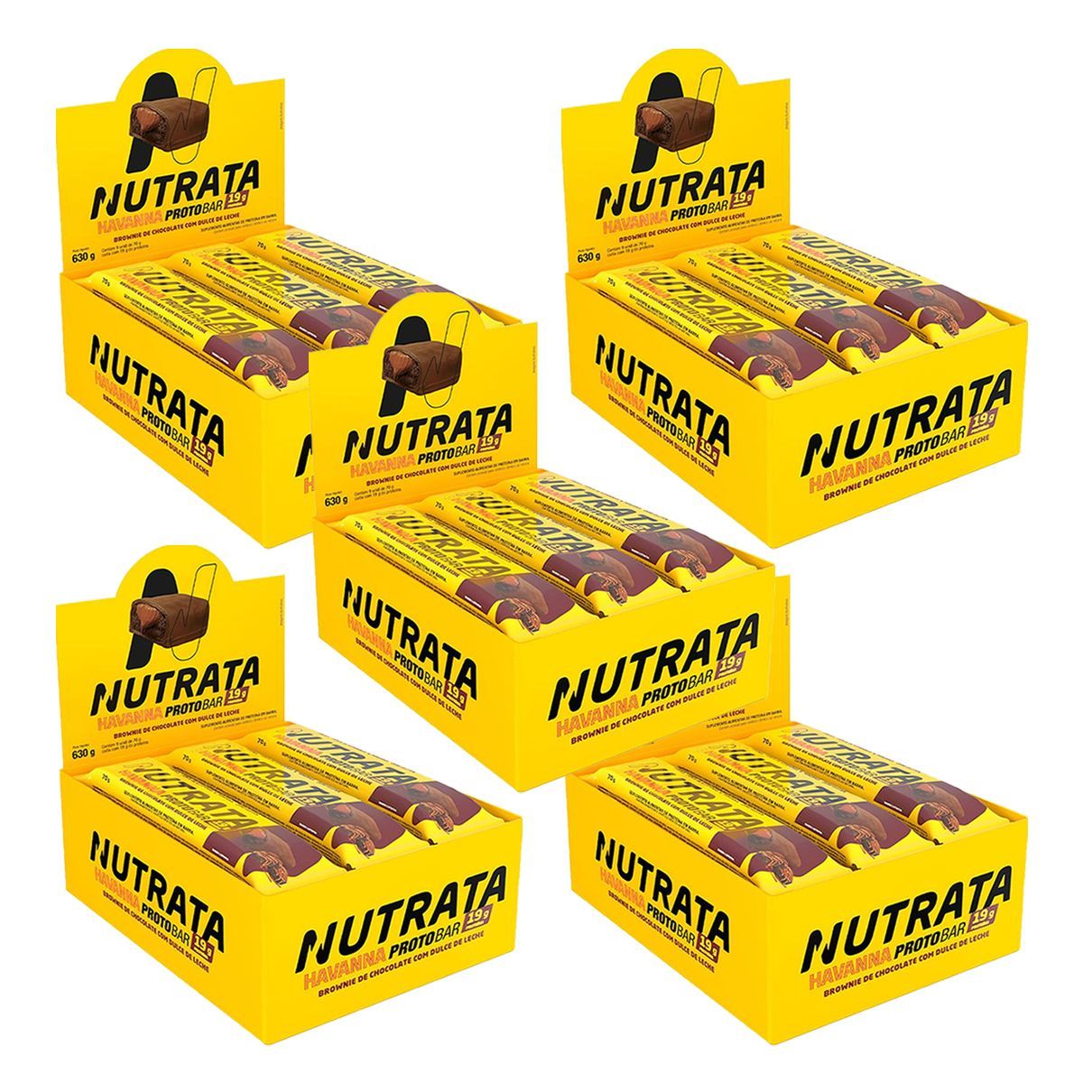 Kit 5X Barra Havana Protobar Whey - 9 Unidades 70g Brownie de Chocolate com Dulce de Leche - Nutrata