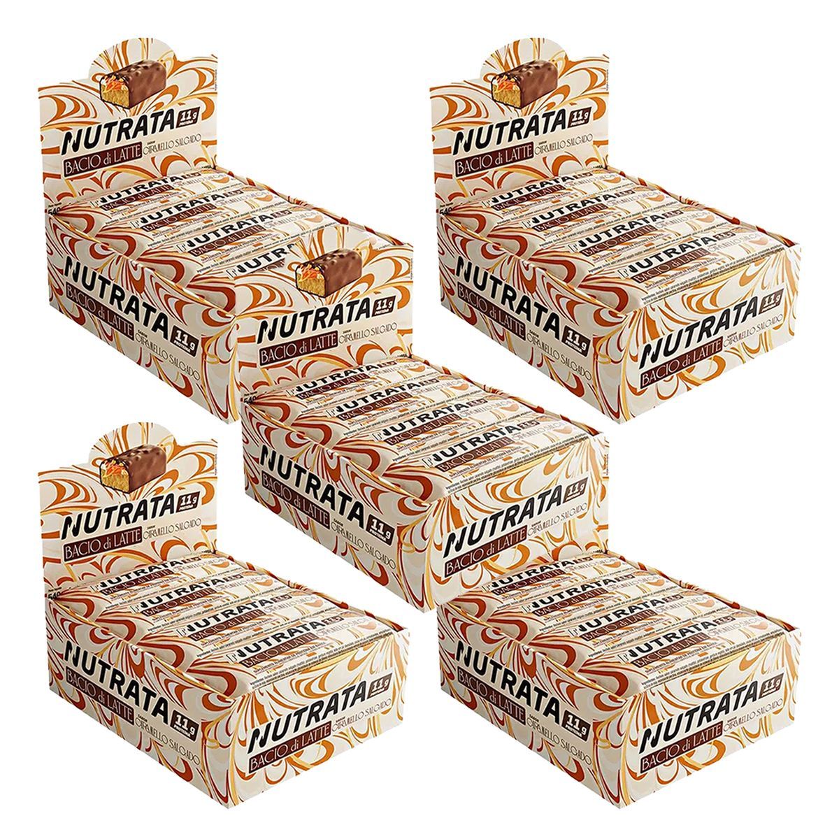 Kit 5X Barra Proteica Bacio di Latte - 12 Unidades 45g Caramelo Salgado - Nutrata