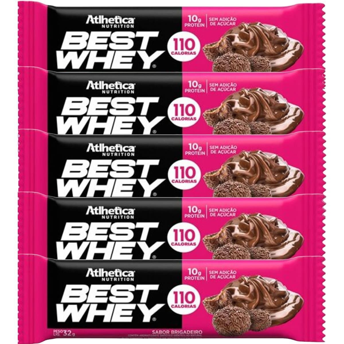 Kit 5X Barra Proteica Best Whey - 1 Barra 32g Brigadeiro - Atlhetica Nutrition
