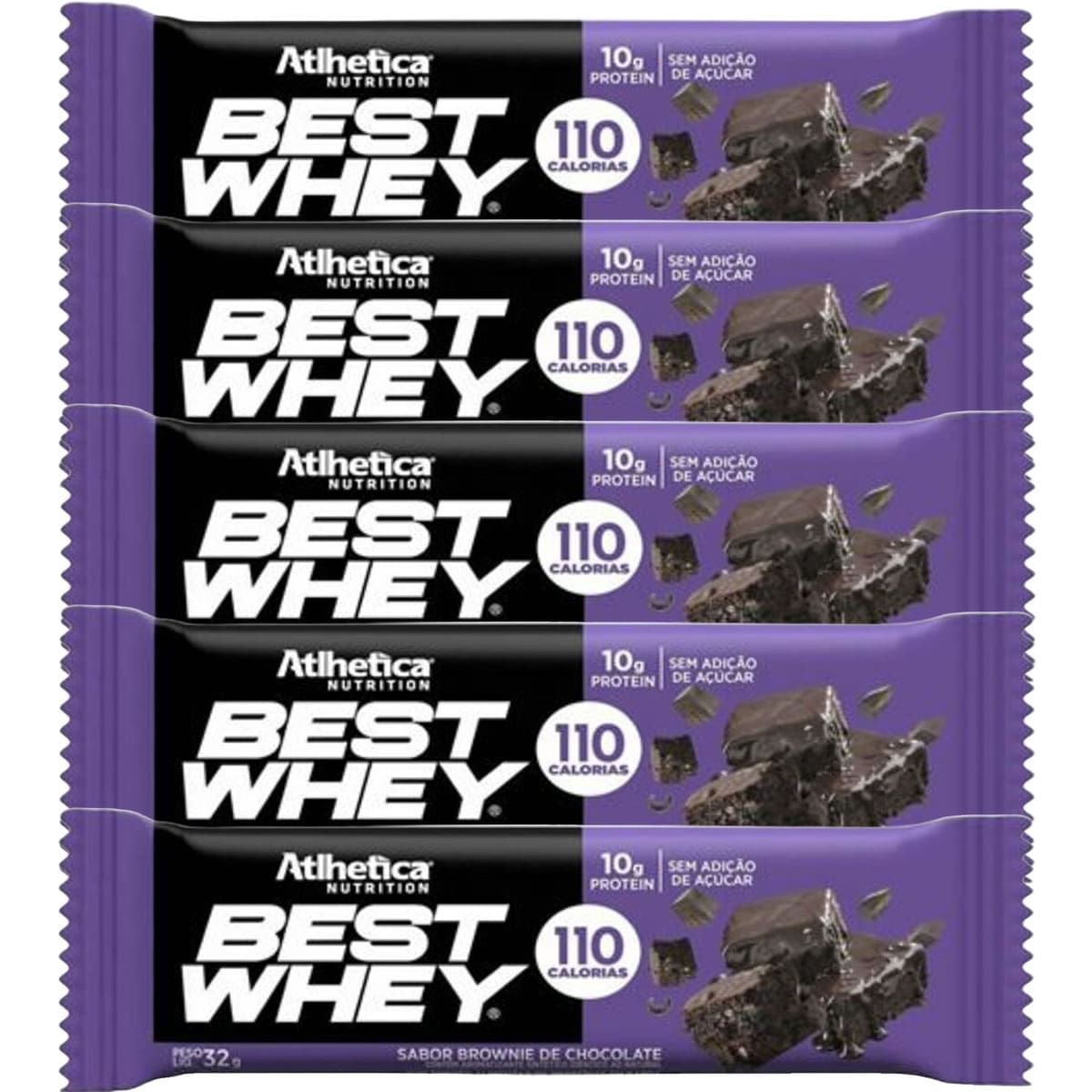 Kit 5X Barra Proteica Best Whey - 1 Barra 32g Brownie de Chocolate - Atlhetica Nutrition