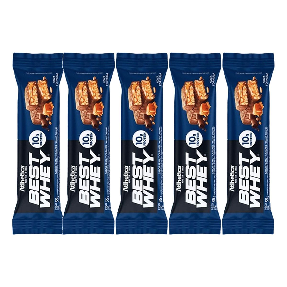 Kit 5X Barra Proteica Best Whey - 1 Barra 35g Peanut Caramel - Atlhetica Nutrition