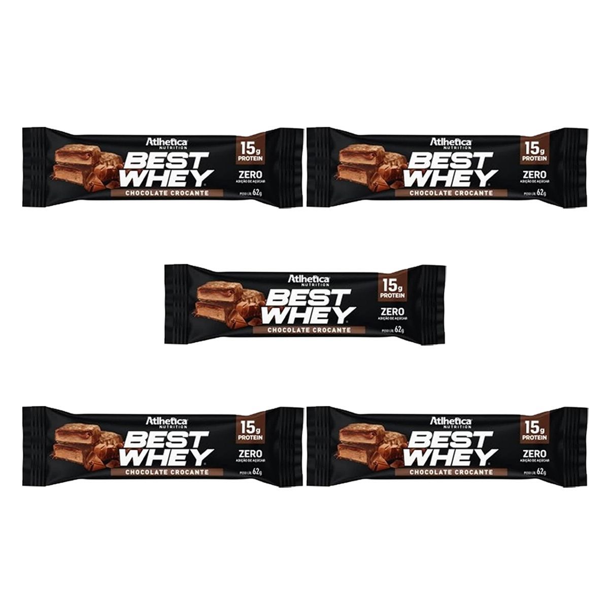 Kit 5X Barra Proteica Best Whey - 1 Barra 49g Chocolate Crocante - Atlhetica Nutrition