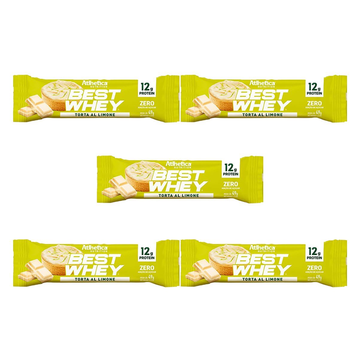 Kit 5X Barra Proteica Best Whey - 1 Barras 49g Torta Al Limone - Atlhetica Nutrition