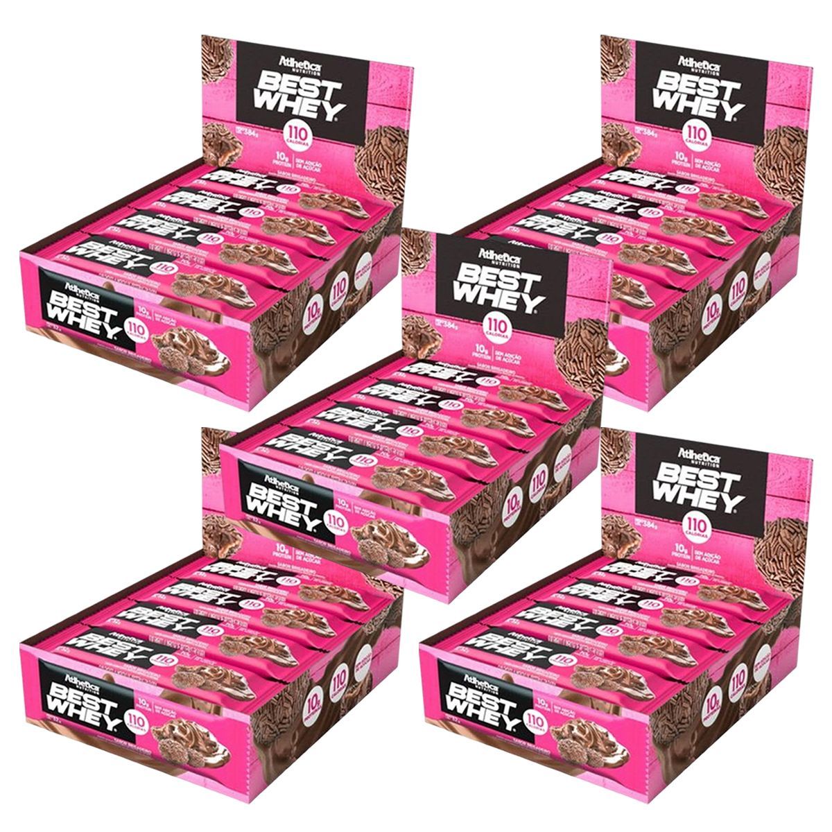 Kit 5X Barra Proteica Best Whey - 12 Barras 32g Brigadeiro - Atlhetica Nutrition