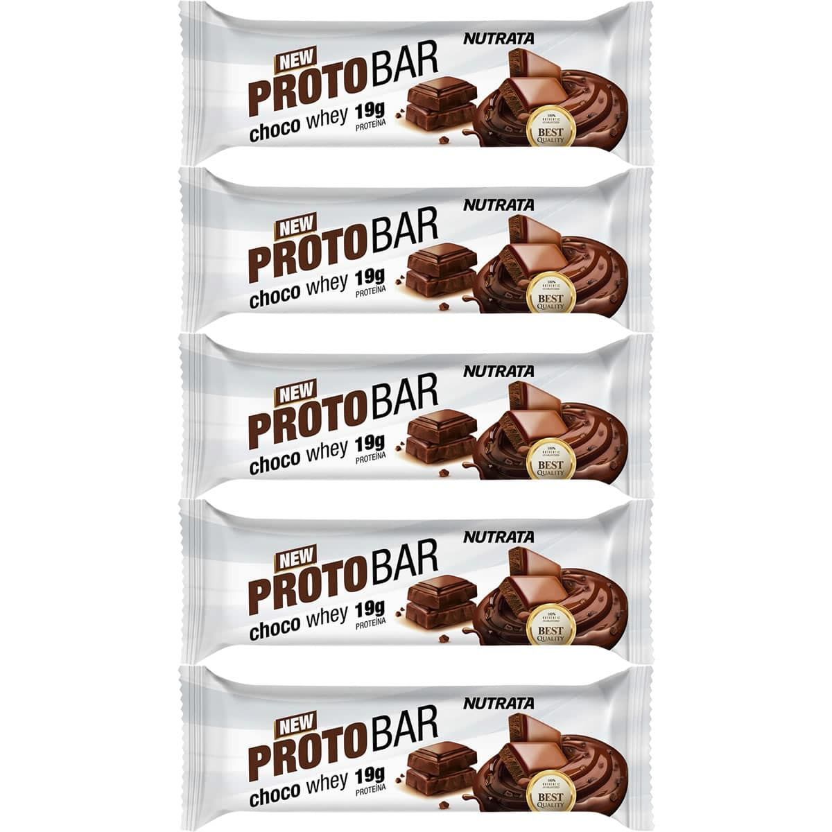 Kit 5X Barra Proto Bar - 1 Unidade de 70g Chocolate Meio Amargo com Nibs de Cacau - Nutrata