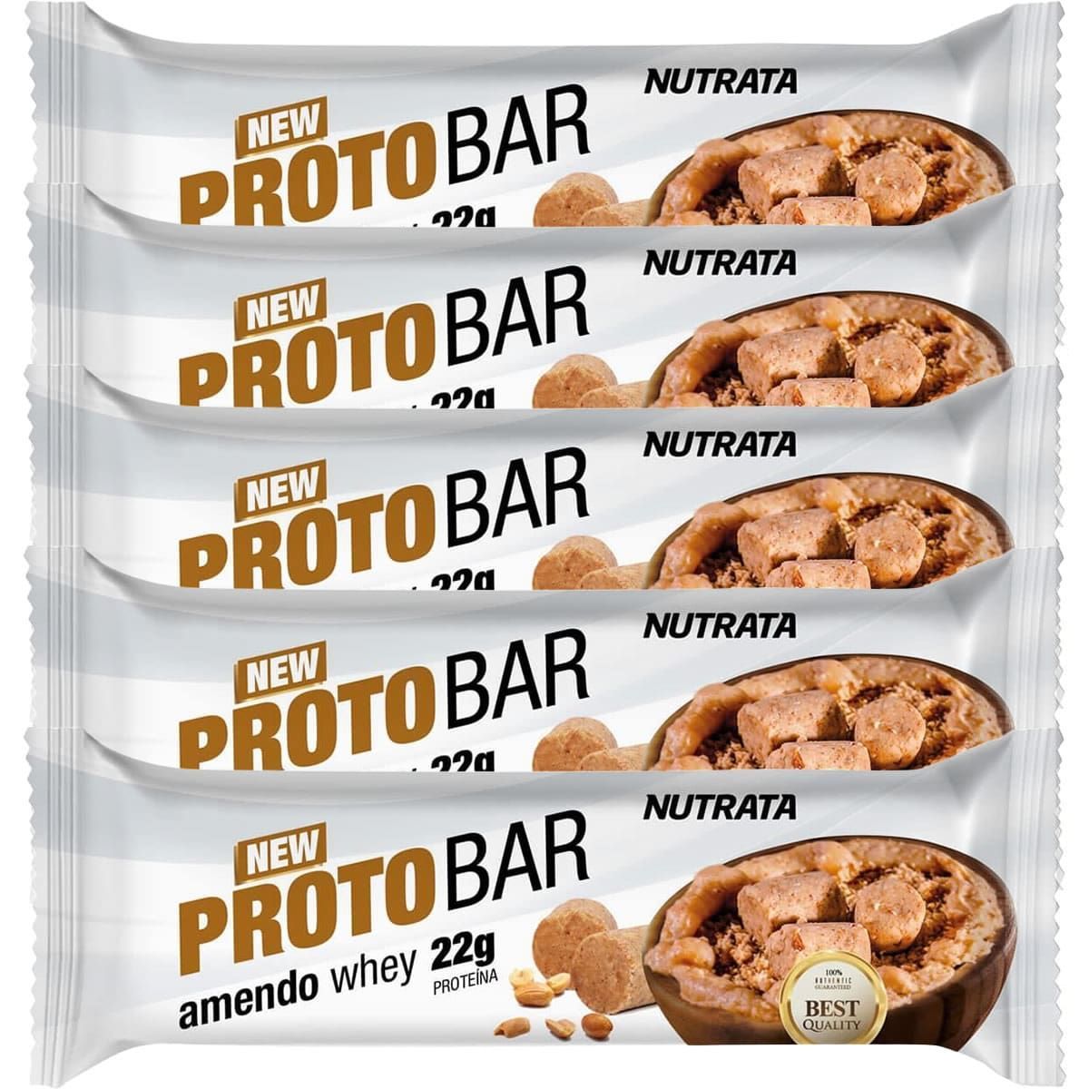 Kit 5X Barra Proto Bar - 1 Unidade de 70g Peanut Butter com Amendoim - Nutrata