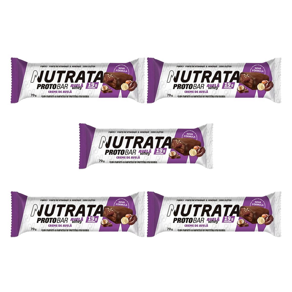 Kit 5X Barra Protobar Whey - 1 Unidade 70g Avel� - Nutrata