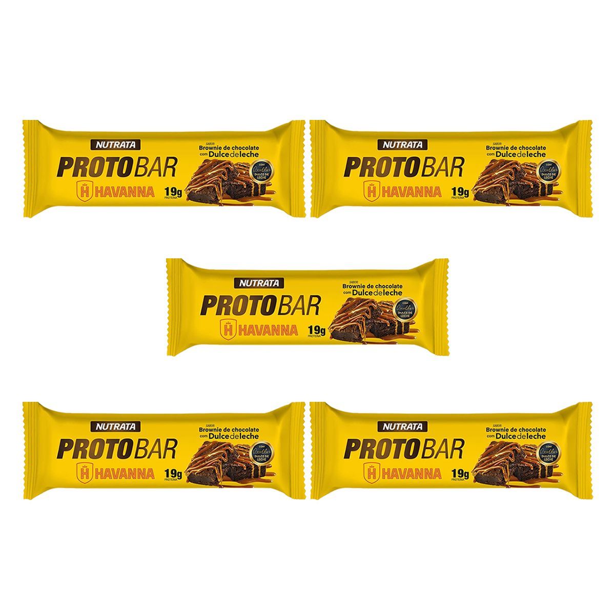 Kit 5X Barra Protobar Whey - 1 Unidade 70g Brownie com Dulce de Leche Havanna - Nutrata