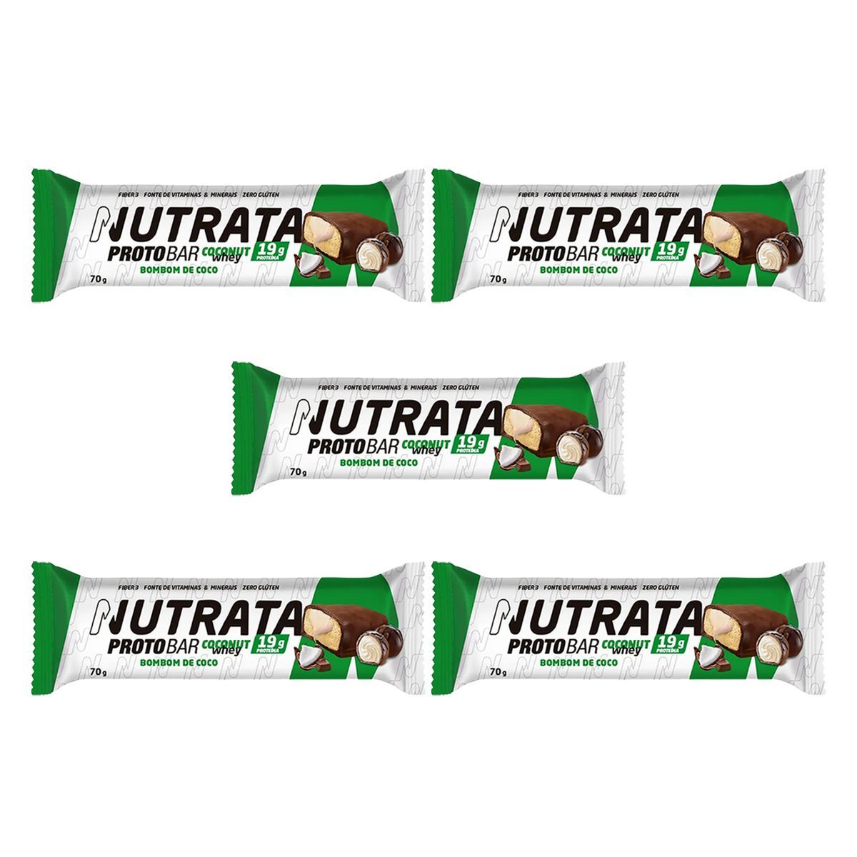 Kit 5X Barra Protobar Whey - 1 Unidade 70g Coconut - Nutrata