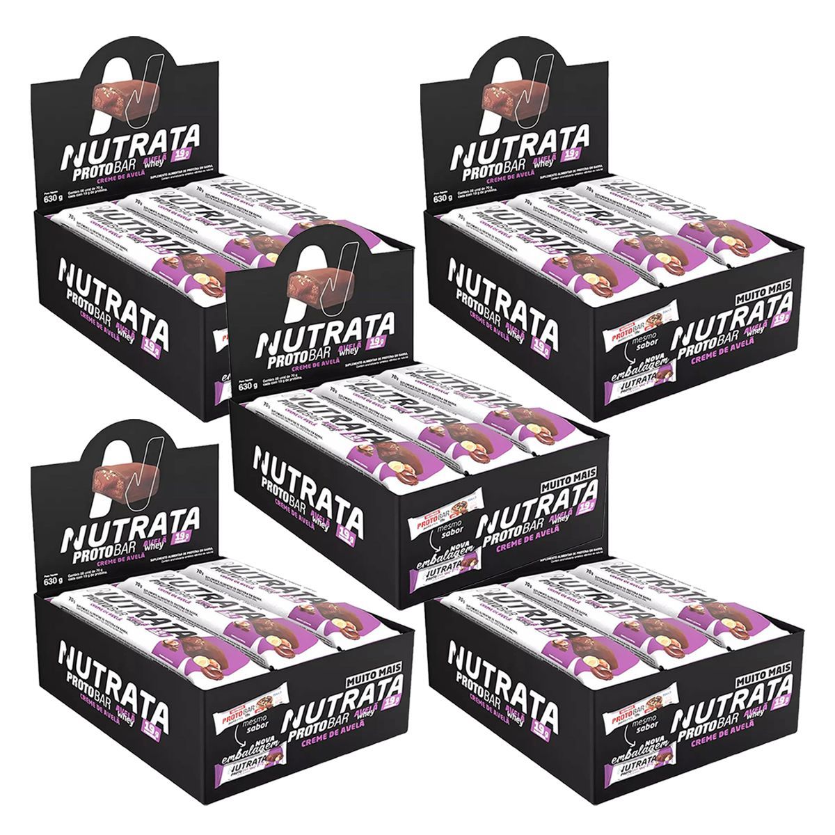 Kit 5X Barra Protobar Whey - 9 Unidades 70g Creme de Avel� - Nutrata