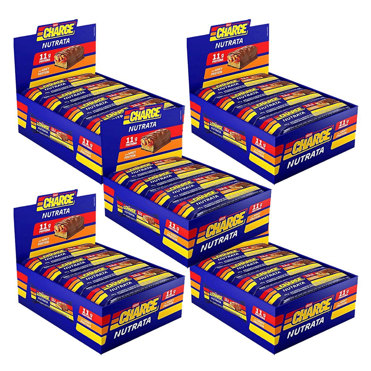 Kit 5X Barra Whey Charge  - 12 Unidades de 45g Amendoim - Nutrata