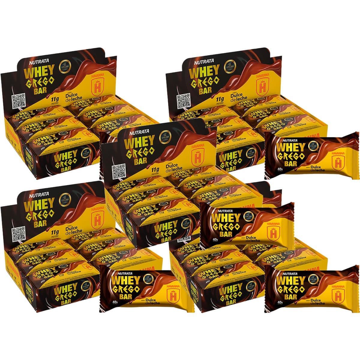 Kit 5X Barra Whey Grego Bar - 12 Unidades de 40g Dulce de Leche Havanna - Nutrata