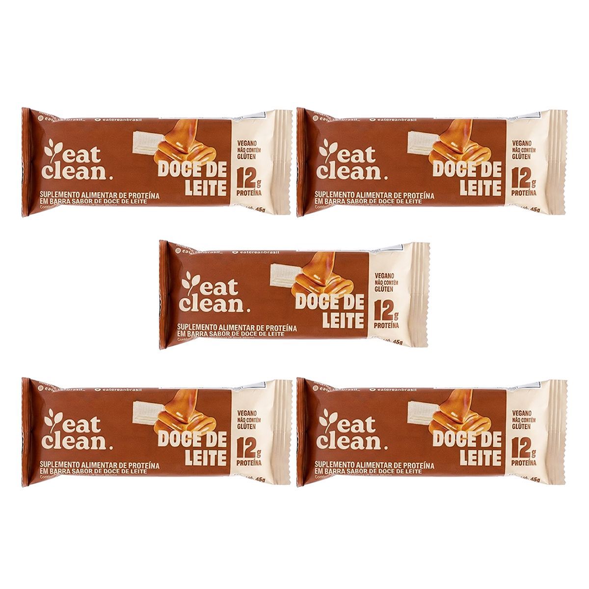 Kit 5X Barrinha de Proteina - 1 Barra 45g Doce de Leite - Eat Clean