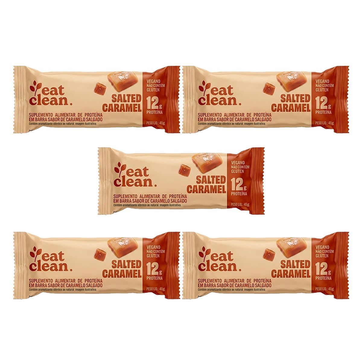 Kit 5X Barrinha de Proteina - 1 Barra 45g Salted Caramel - Eat Clean