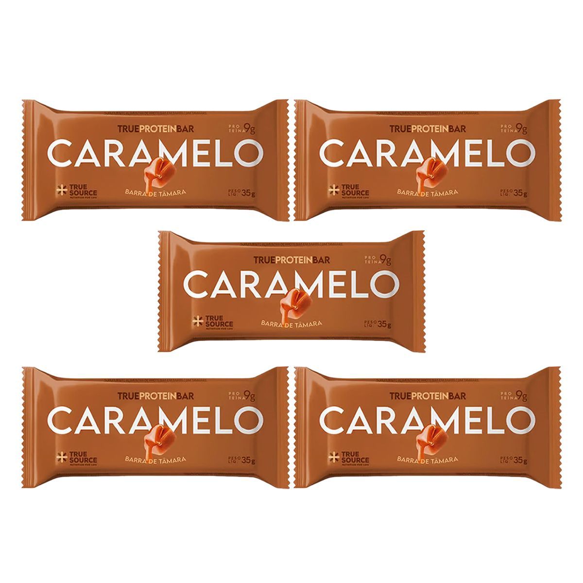 Kit 5X Barrinha de T�mara True Bar Protein - 1 Unidade de 35g Caramelo - True Source