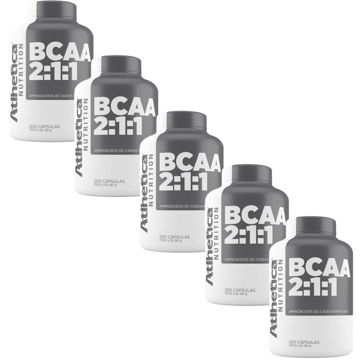 Kit 5X Bcaa 2:1:1 - 200 C�psulas - Atlhetica Nutrition