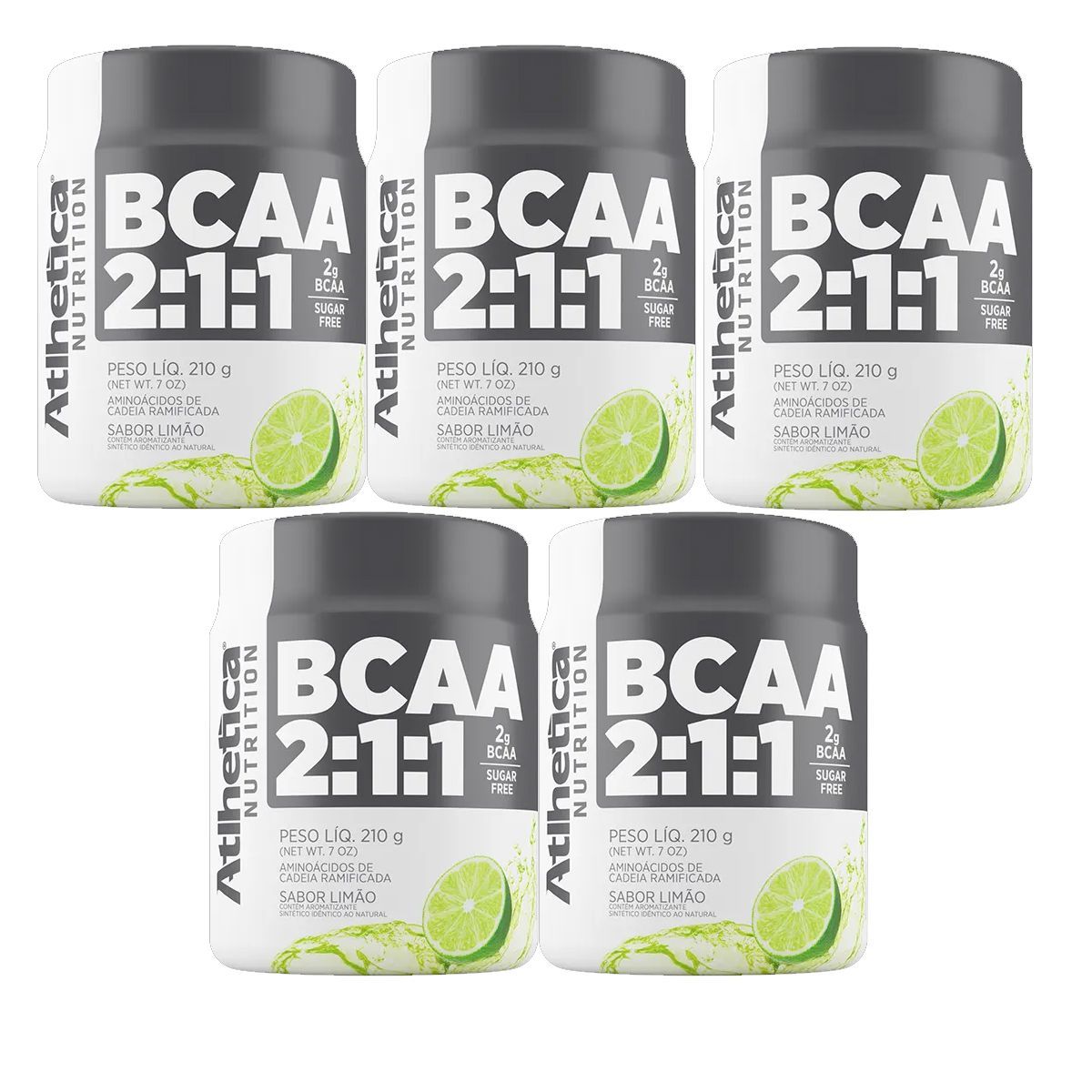 Kit 5X BCAA 2:1:1 - 210g Lim�o - Atlhetica Nutrition