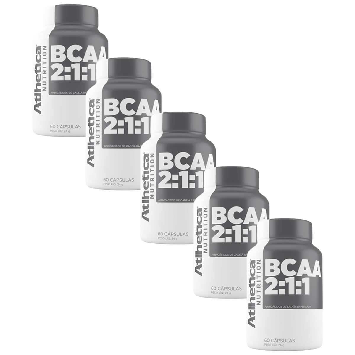 Kit 5X Bcaa 2:1:1 - 60 C�psulas - Atlhetica Nutrition