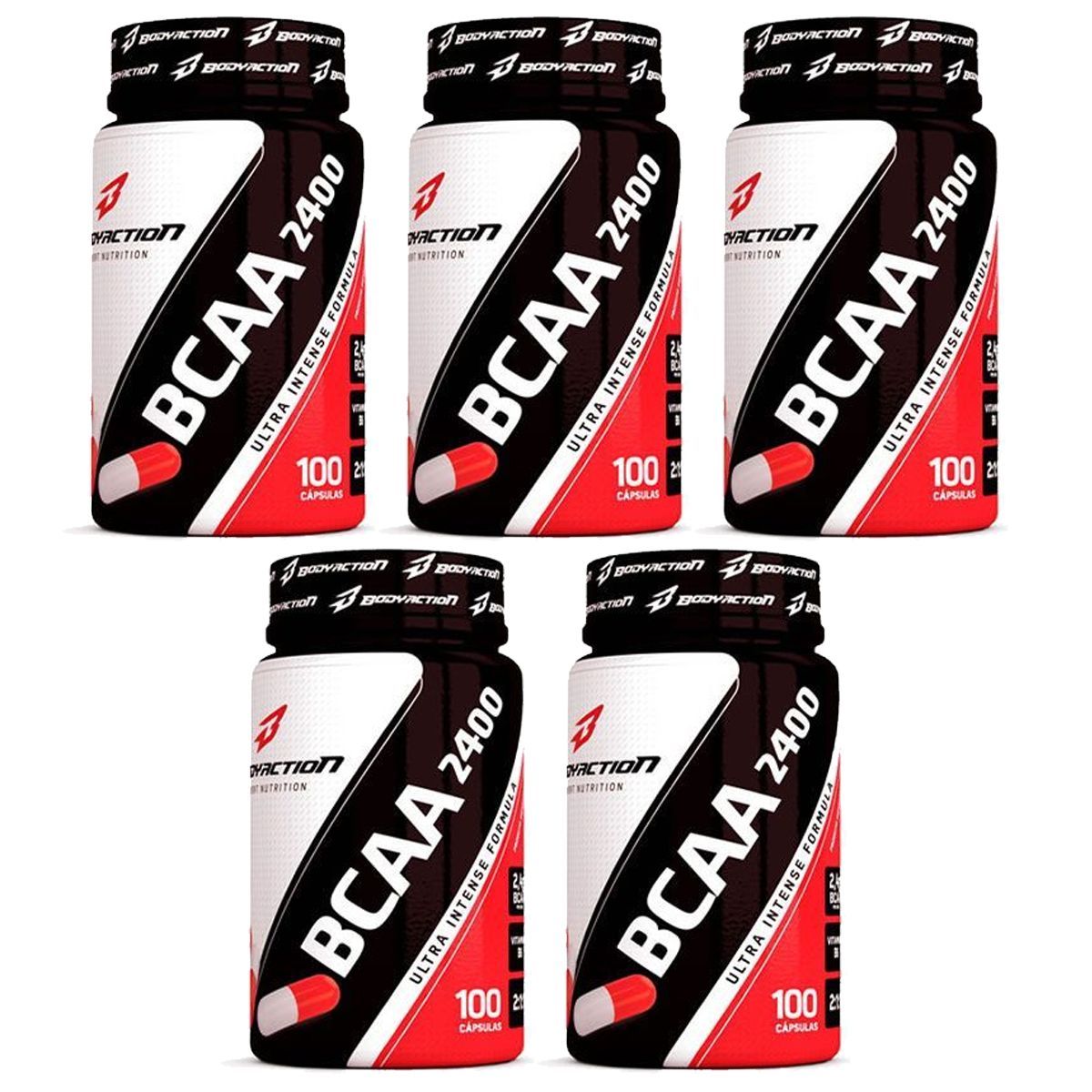 Kit 5X BCAA 2400 - 100 C�psulas - BodyAction