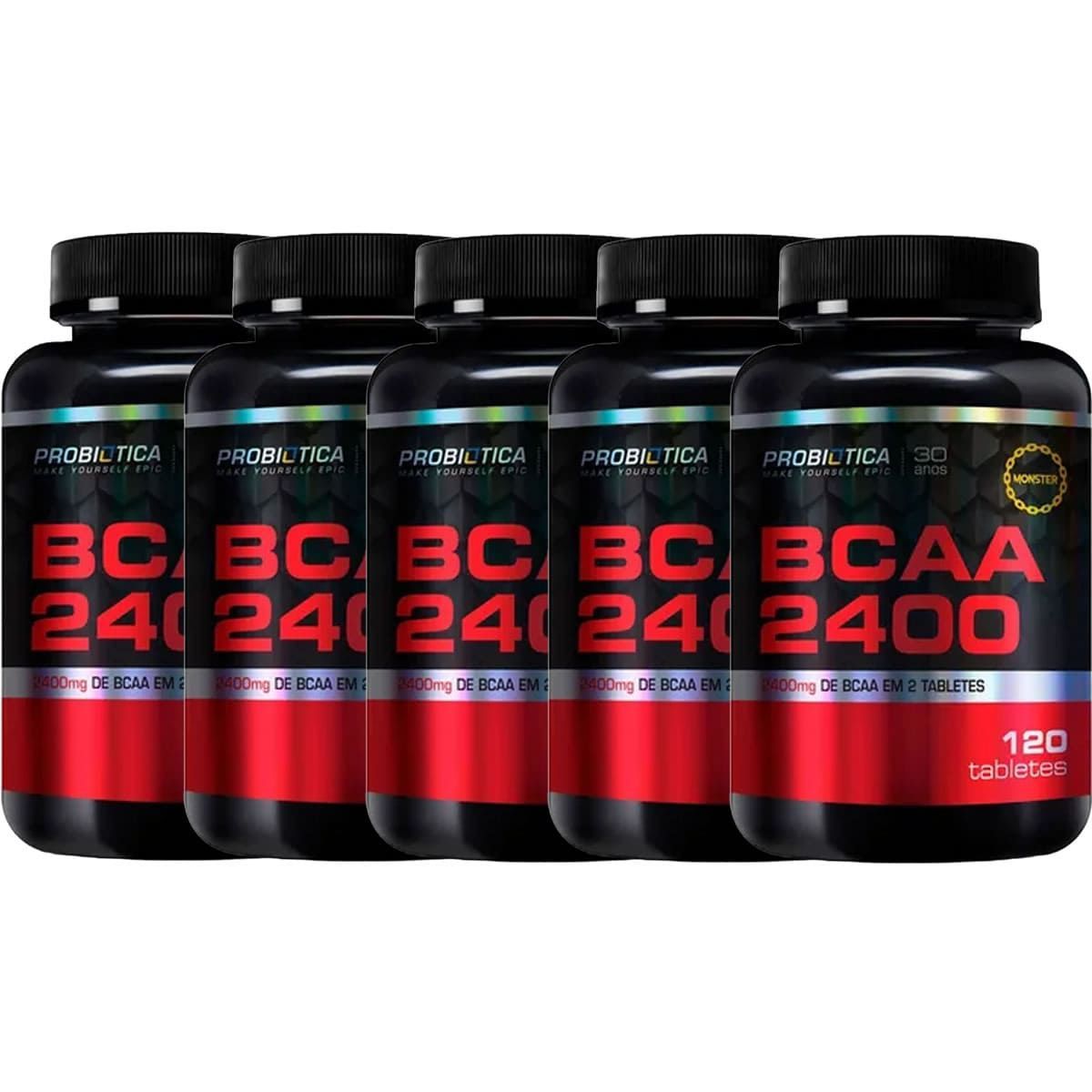 Kit 5X BCAA 2400 - 120 Tabletes - Probi�tica