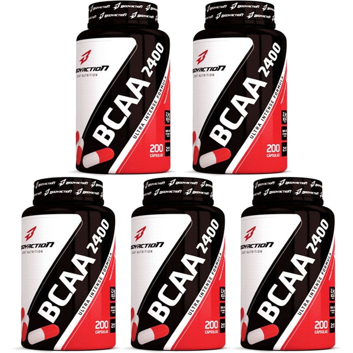 Kit 5X BCAA 2400 - 200 C�psulas - BodyAction