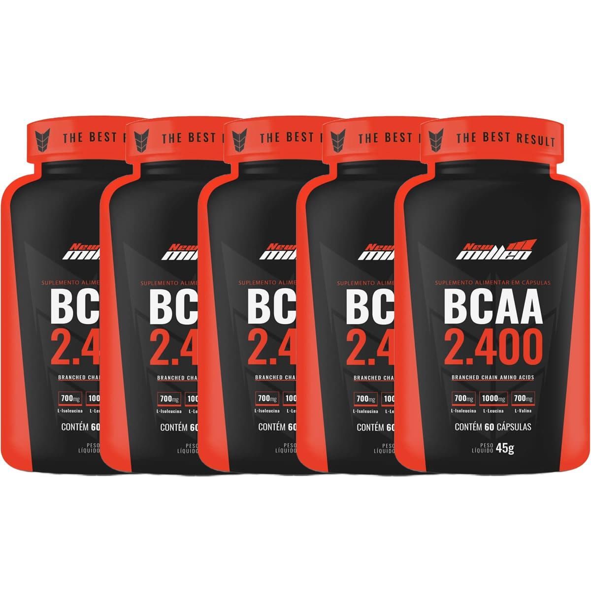 Kit 5X BCAA 2400 -  60 C�psulas - New Millen