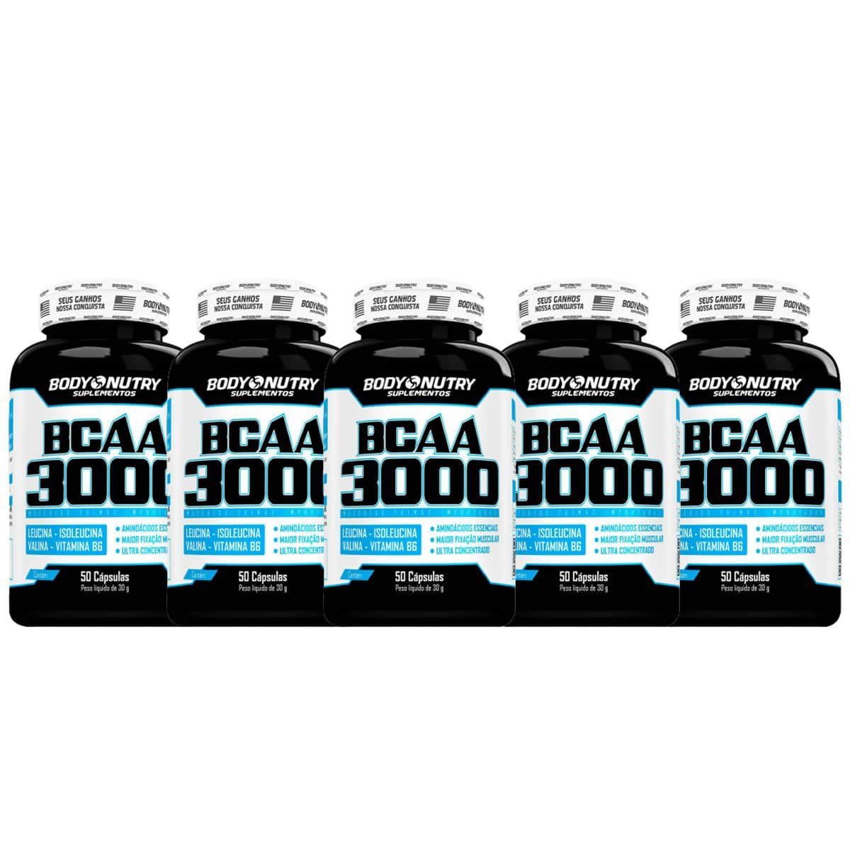 Kit 5X BCAA 3000 - 50 C�psulas - Body Nutry