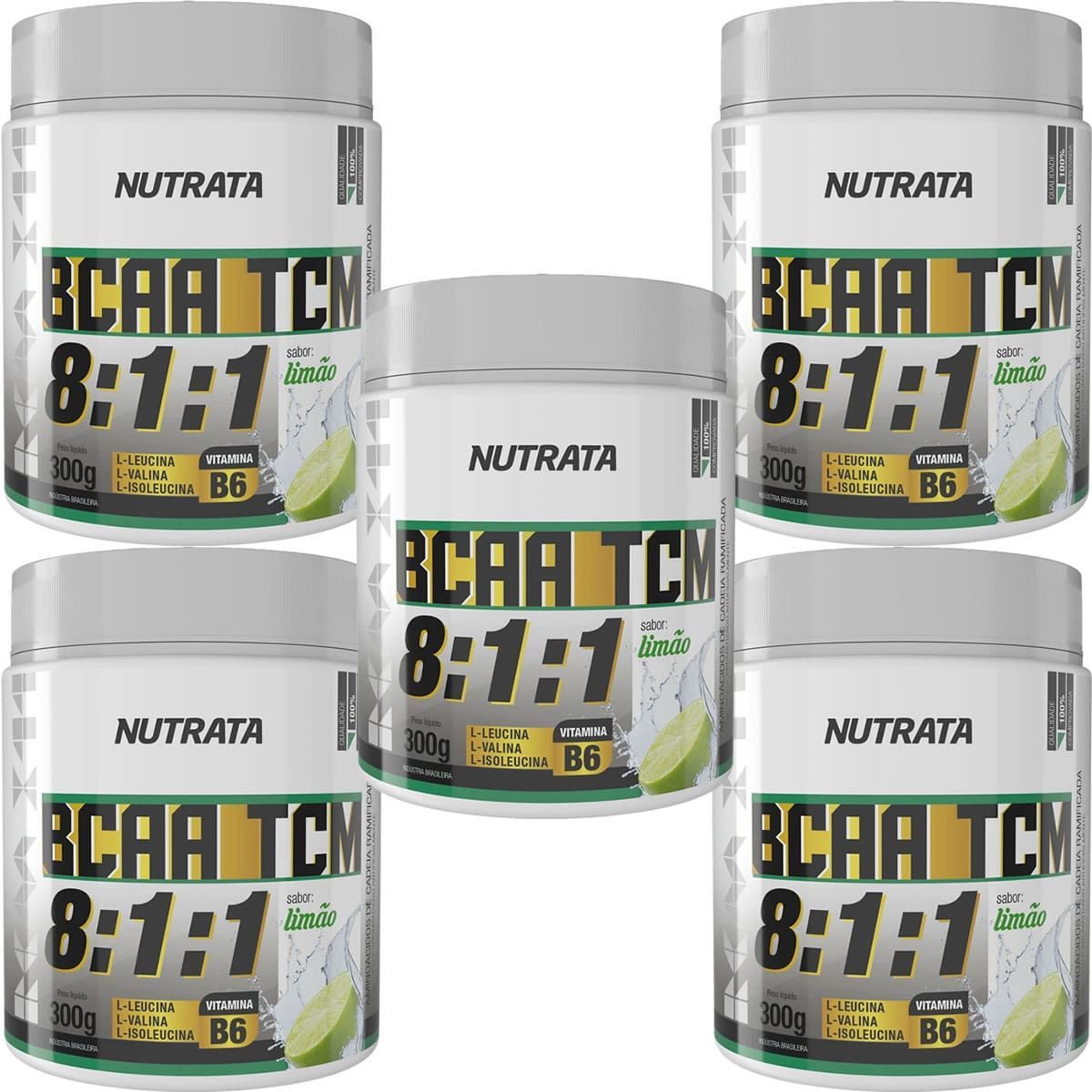 Kit 5X BCAA 8:1:1 - 300g Lim�o - Nutrata